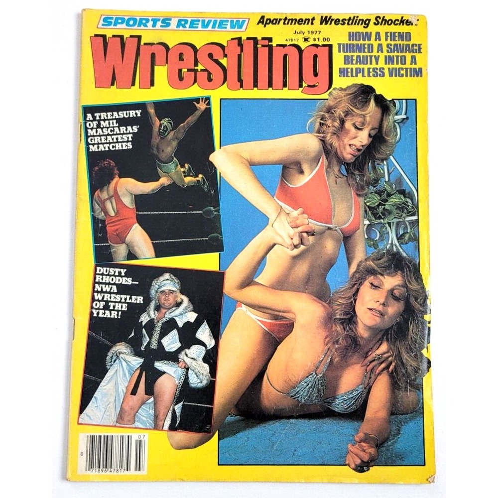 SPORTS REVIEW WRESTLING - JULY 1977 - DUSTY RHODES / BRUNO / GEORGE THE ANIMAL